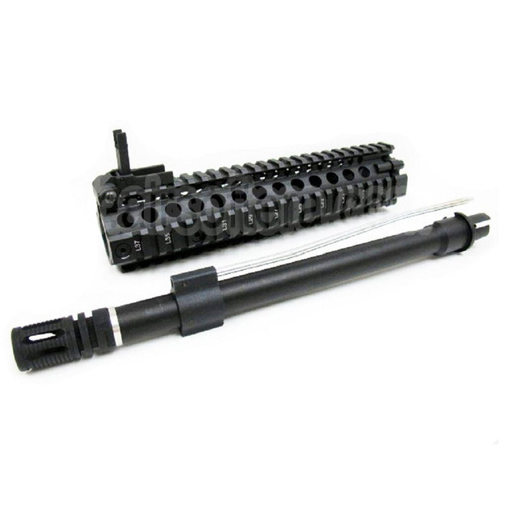 E&amp;C CNC Aluminum M18 RAS Avant Set Rail de Garde-Main avec 9 Pouces Canon Extérieur Convient pour M4 M16 M18 Série AEG Fusil Airsoft Noir