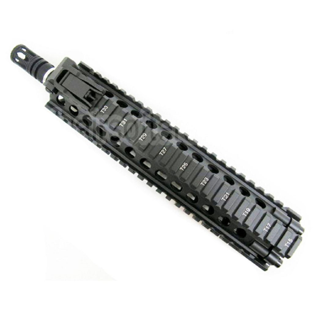 E&amp;C CNC Aluminum M18 RAS Avant Set Rail de Garde-Main avec 9 Pouces Canon Extérieur Convient pour M4 M16 M18 Série AEG Fusil Airsoft Noir