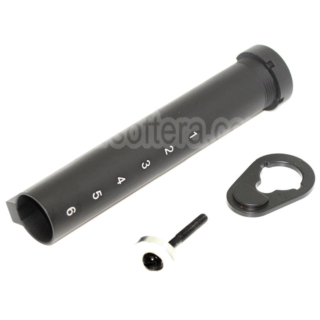 APS 6-Positions Crosse Buffer Tube Convient pour ASR M4 M16 Série AEG Fusil Airsoft Noir
