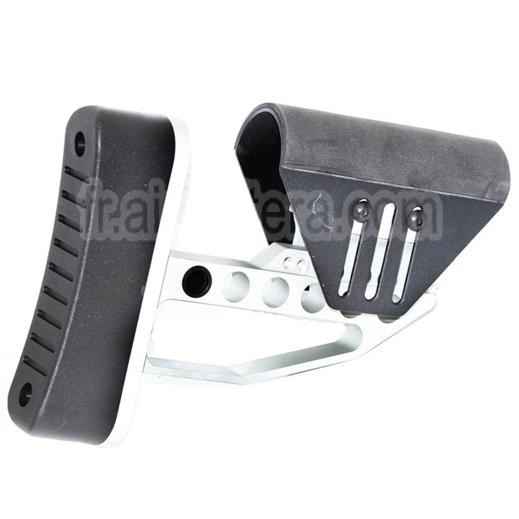 AirsoftEra Léger réglable Crosse (Type 2) Convient pour M4 M16 Série AEG Fusil Noir/Silver