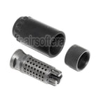 5KU 7.62 Taper Mount Flash Comp et Blast Shield Frein de Bouche Convient pour -14mm CCW sens antihoraire Canon Fusil Airsoft Noir
