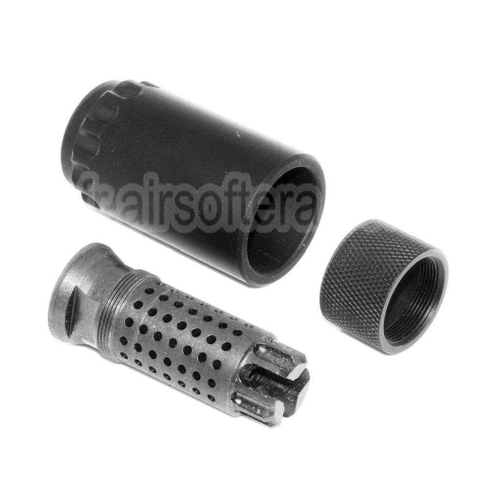 5KU 7.62 Taper Mount Flash Comp et Blast Shield Frein de Bouche Convient pour -14mm CCW sens antihoraire Canon Fusil Airsoft Noir