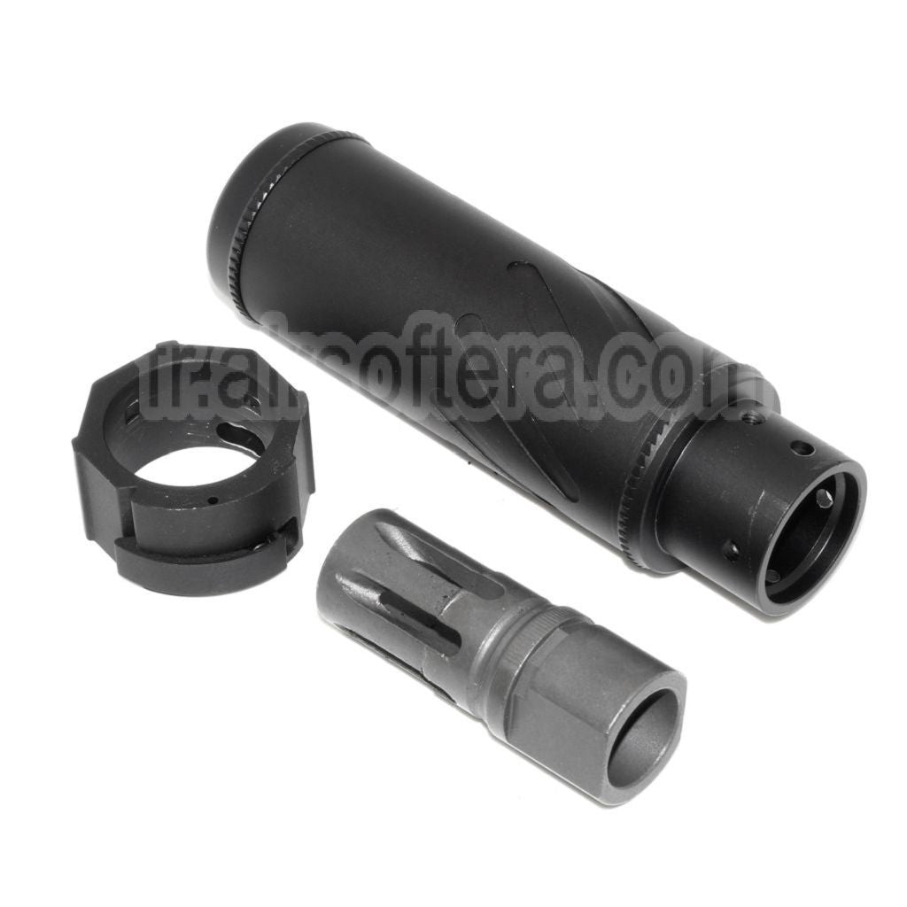 5KU 128mm/149mm SOCOM556 Mini QD Silencieux B avec Frein de Bouche Convient pour -14mm CCW sens antihoraire Canon Fusil Airsoft Noir