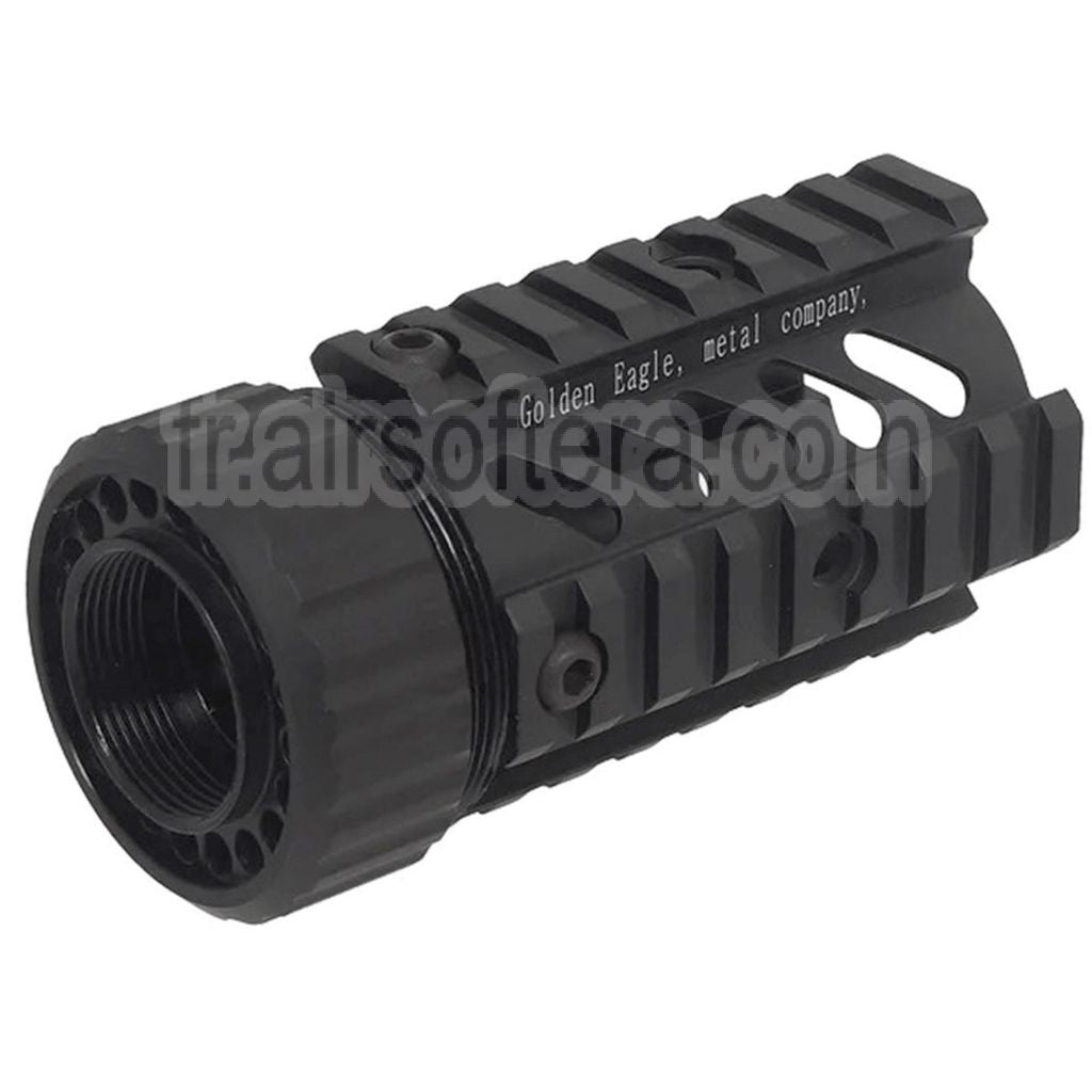 Golden Eagle 4-côtés 8-fentes Rails Court Type Stubby Free Float RIS Rail de Garde-Main Convient pour M4 M16 Série AEG Fusils Airsoft Noir