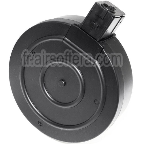 AirsoftEra 370 Billes Chargeur Tambour Convient pour WELL R2 Tokyo Marui Vz61 SCORPION Série SMG Fusil Noir