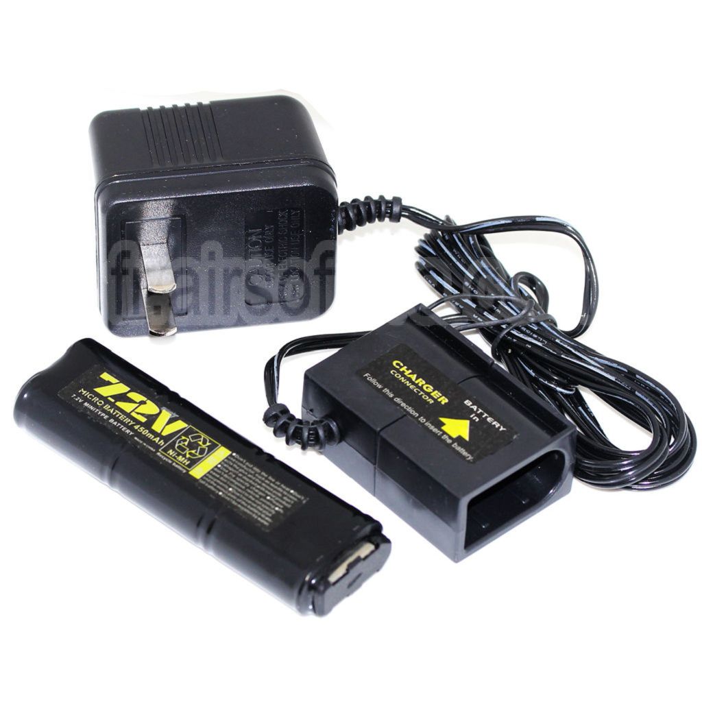 BIEN 7.2 V 450 mAh Ni-MH Batterie et 110 v US Plug Chargeur Convient pour Vz61 Scorpion/MP7/MAC10/R2/R4 AEG Airsoft