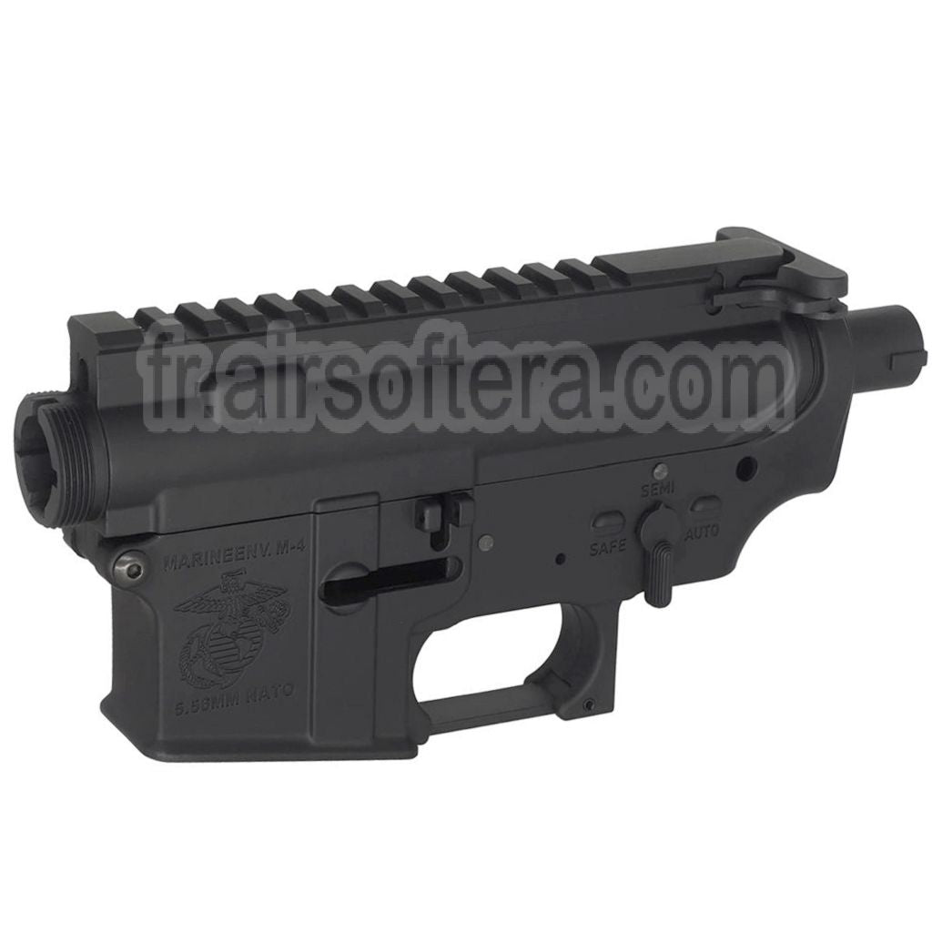 E&amp;C Marine M4A1 Métal Boîtier Set (Logo gravé) Convient pour E&amp;C Tokyo Marui M4 M16 Série AEG Fusils Airsoft Noir