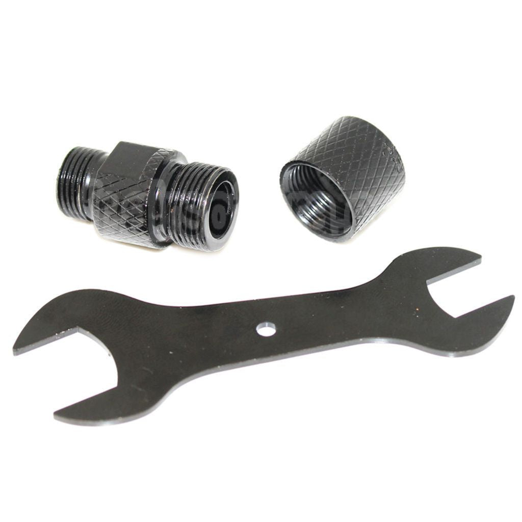 AirsoftEra Canon Silencieux Compensateur Adaptateur (-12mm CCW sens antihoraire To -14mm CCW sens antihoraire) avec Clé Convient pour Tokyo Marui G17 Série Pistolet