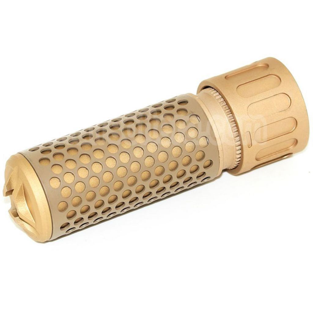 AirsoftEra 125mm 5 Pouces 5.56 Style QDC Silencieux avec Frein de Bouche Convient pour -14mm CCW sens antihoraire Canon Fusil Airsoft Tan