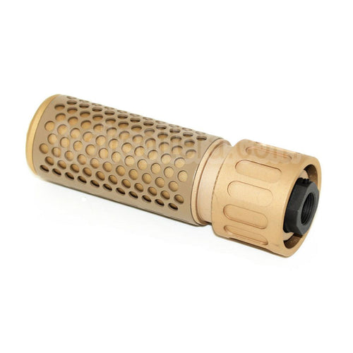 AirsoftEra 125mm 5 Pouces 5.56 Style QDC Silencieux avec Frein de Bouche Convient pour -14mm CCW sens antihoraire Canon Fusil Airsoft Tan