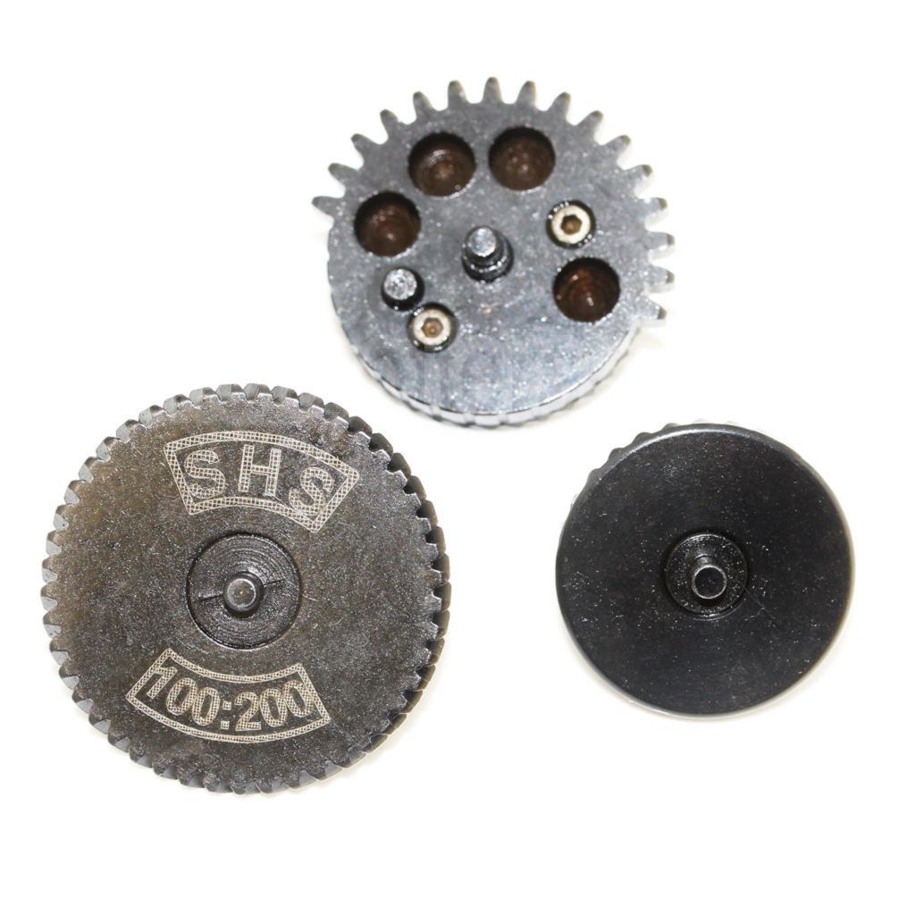 SHS Acier Faible bruit Couple élevé 100:200 Engrenage Set Convient pour Version 2/3 V2 V3 AEG Vitesse Boîte Fusil Airsoft