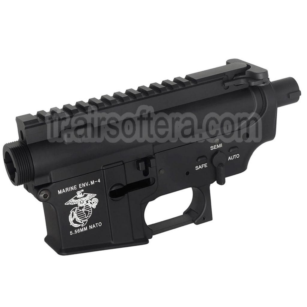 E&amp;C Marine M4A1 Métal Boîtier Set (Logo laser) Convient pour E&amp;C Tokyo Marui M4 M16 Série AEG Fusils Airsoft Noir