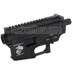 E&amp;C Marine M4A1 Métal Boîtier Set (Logo laser) Convient pour E&amp;C Tokyo Marui M4 M16 Série AEG Fusils Airsoft Noir