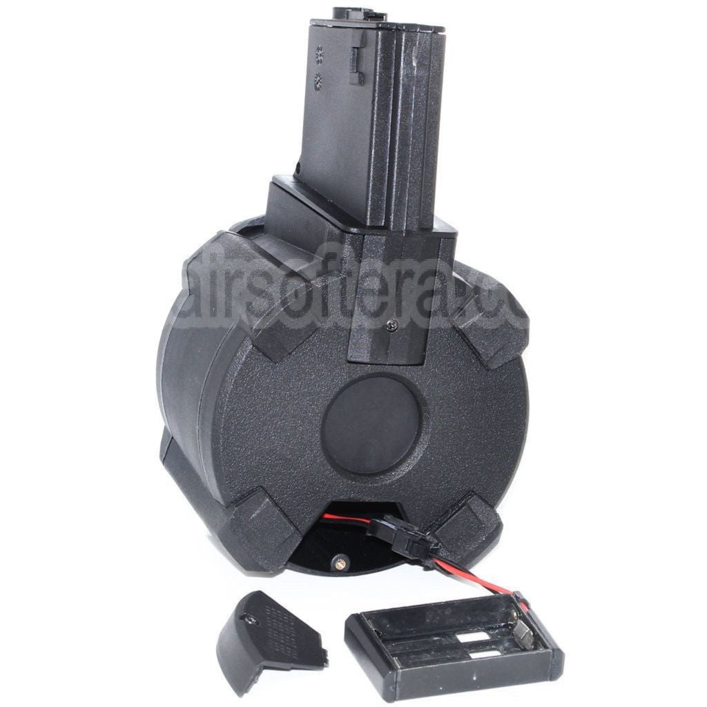 BATTLEAXE 1400 Billes Contrôle du son Électrique Chargeur Tambour Convient pour M4 M16 Série AEG Fusil Airsoft Noir