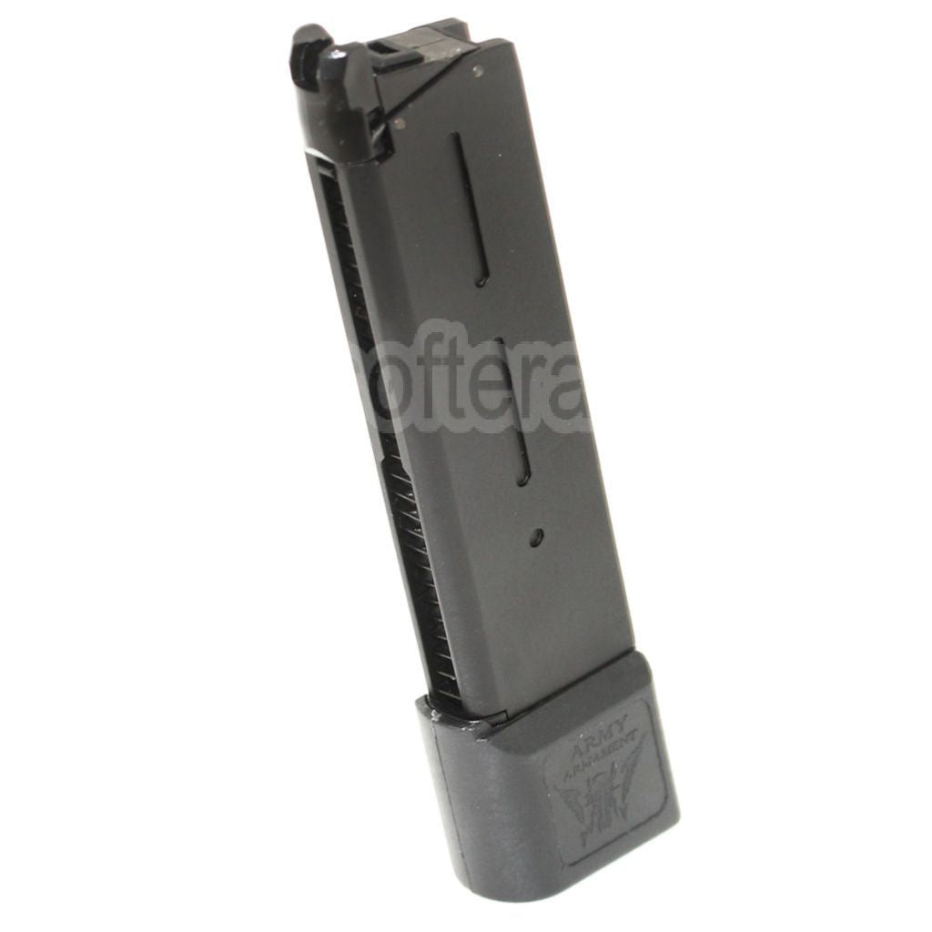 ARMY ARMAMENT 26 Billes Gaz Chargeur Extended Long Type Convient pour KWC KJ Works DOUBLE BELL E&amp;C Tokyo Marui 1911 Série GBB Pistolet Airsoft Noir