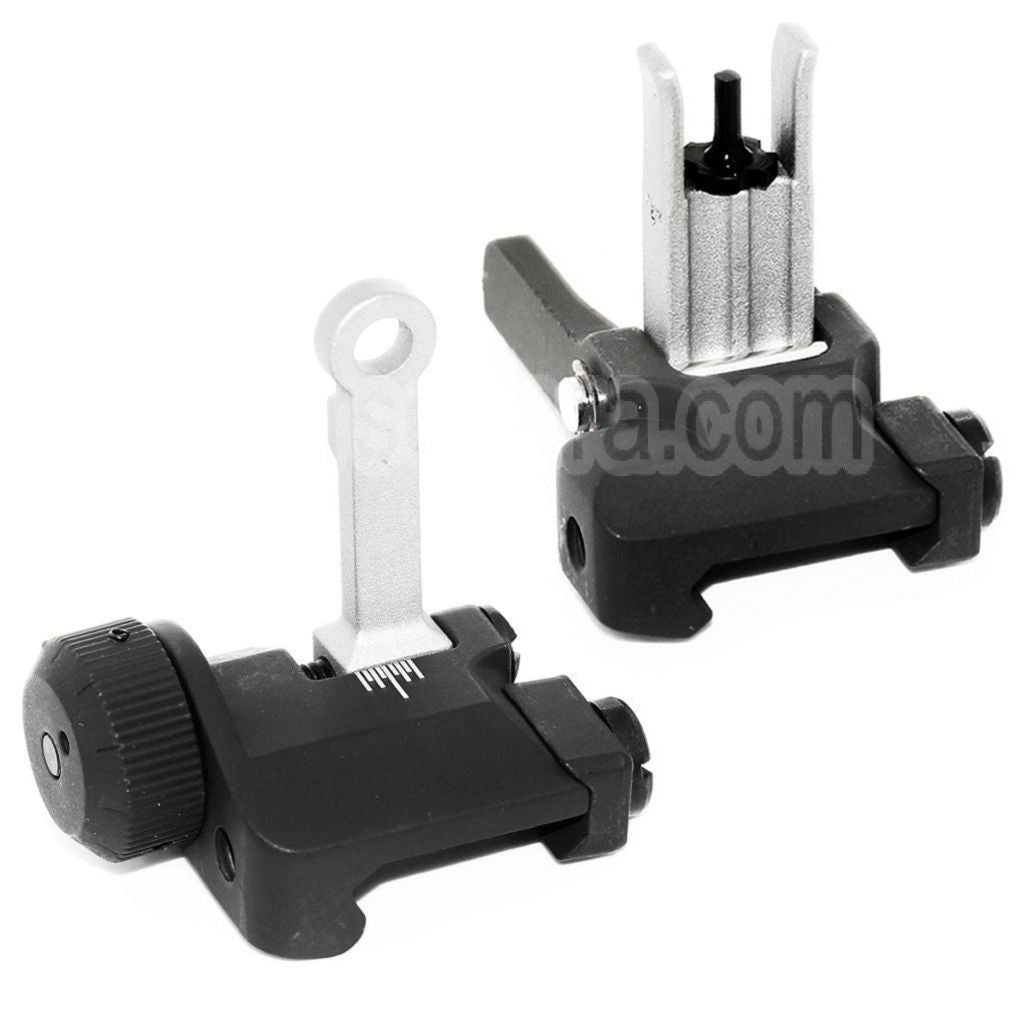 AirsoftEra KAC Style 300M Métal Rabattable Guidon Hausse Set Convient pour MK18 MOD-1 M4 M16 AEG Fusil Noir/Argent