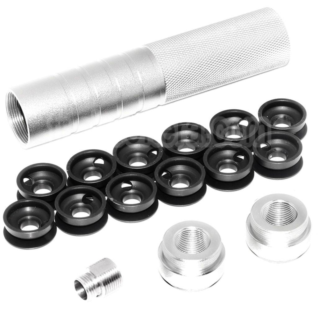 AirsoftEra 146mm 5.75 pouces Noise Damping Bowl Silencieux Canon Extension Tube +/-14mm CW/CCW fileté Canon Airsoft