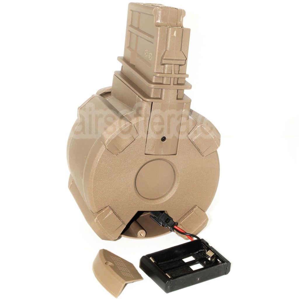 BATTLEAXE 1400 Billes Contrôle du son Électrique Chargeur Tambour Convient pour G36 Série AEG Fusil Airsoft