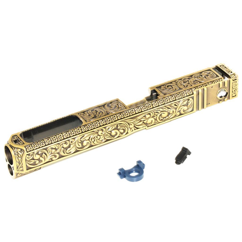 Archives Custom WE (WE-TECH) Or Sculpté Motif Glissière Convient pour WE G35 GBB Pistolet Airsoft Or