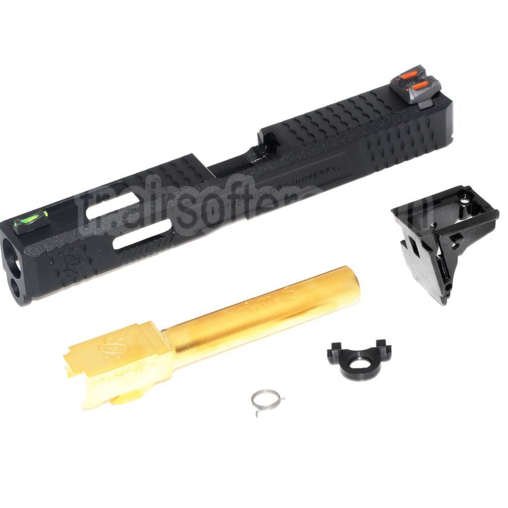Archives Custom WE (WE-TECH) Canon Extérieur Glissière Set avec Marteau et Fibre Optique Guidon Hausse Convient pour AW WE Tokyo Marui G17 GBB Pistolet Airsoft