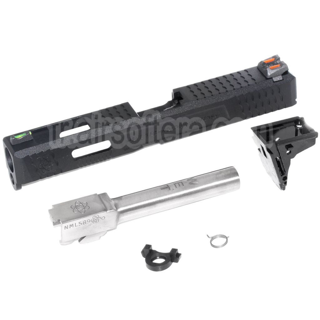 Archives Custom WE (WE-TECH) Canon Extérieur Glissière Set avec Marteau et Fibre Optique Guidon Hausse Convient pour AW WE Tokyo Marui G17 GBB Pistolet Airsoft