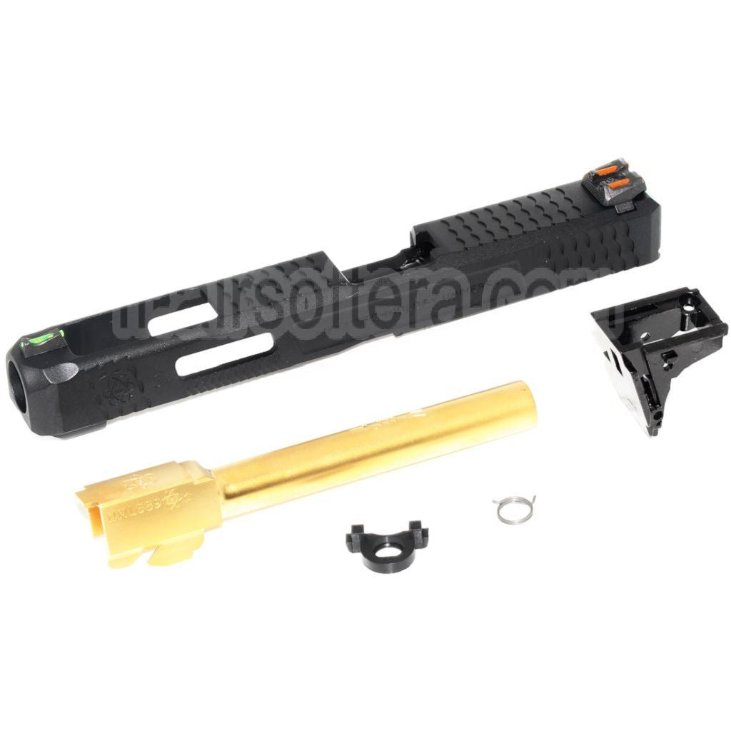 Archives Custom WE (WE-TECH) Canon Extérieur Glissière Set avec Marteau et Fibre Optique Guidon Hausse Convient pour WE G34 GBB Pistolet Airsoft