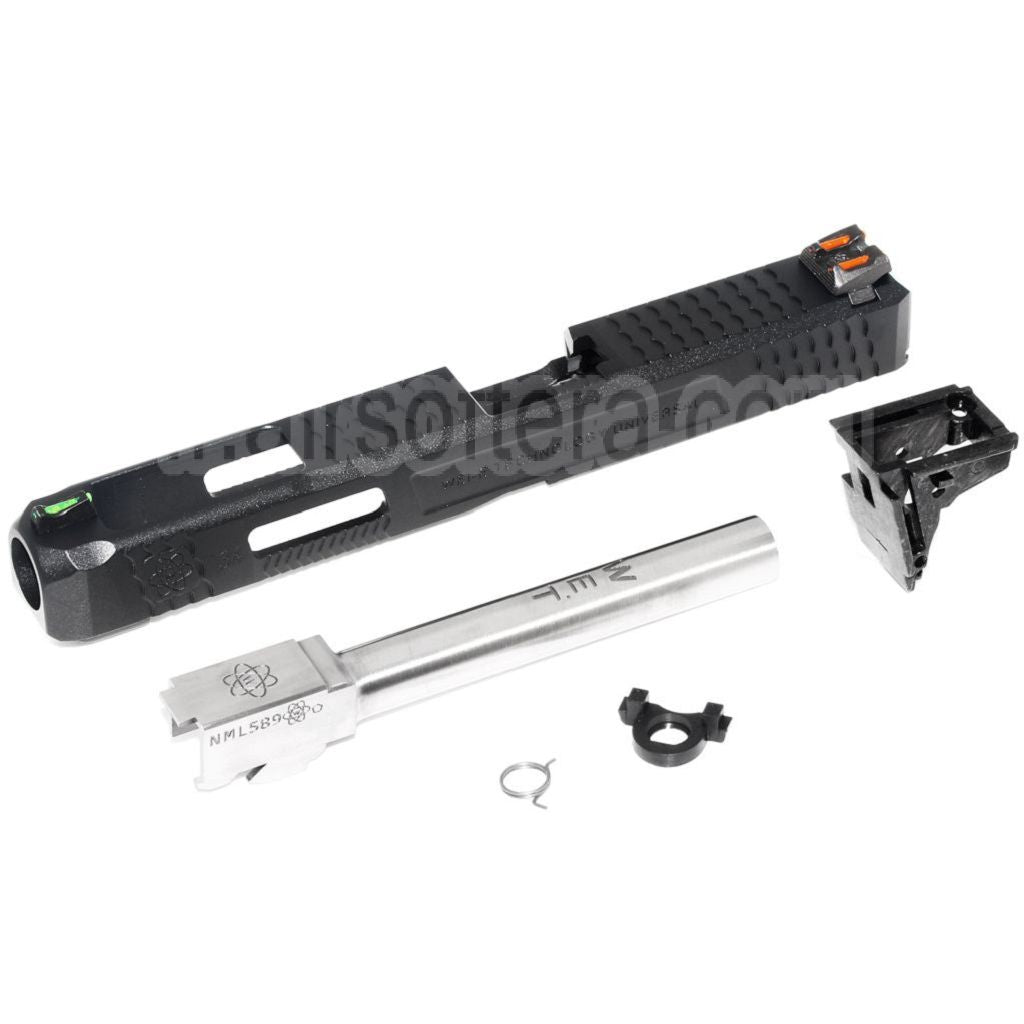 Archives Custom WE (WE-TECH) Canon Extérieur Glissière Set avec Marteau et Fibre Optique Guidon Hausse Convient pour WE G34 GBB Pistolet Airsoft