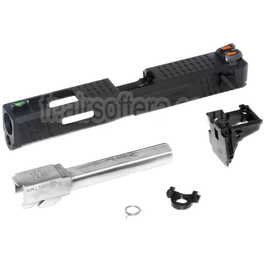 Archives Custom WE (WE-TECH) Canon Extérieur Glissière Set avec Marteau et Fibre Optique Guidon Hausse Convient pour AW WE Tokyo Marui G18C GBB Pistolet Airsoft