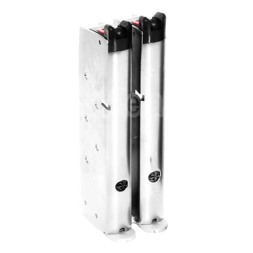 Armorer Works AW 32 Billes Double Canon Gaz Chargeur Convient pour AW MX Série / WE Double Canon 1911 Série GBB Pistolet Airsoft Argent (Skull Cam Plaque Base)