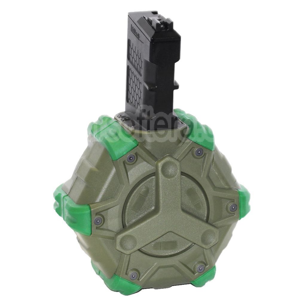 WE (WE-TECH) 350 Billes Gaz Chargeur Tambour Convient pour WE (WE-TECH) Open Bolt Type L85 / SCAR-L / R5C / T65 / HK416 / AR M4 M16 GBB Fusil Airsoft