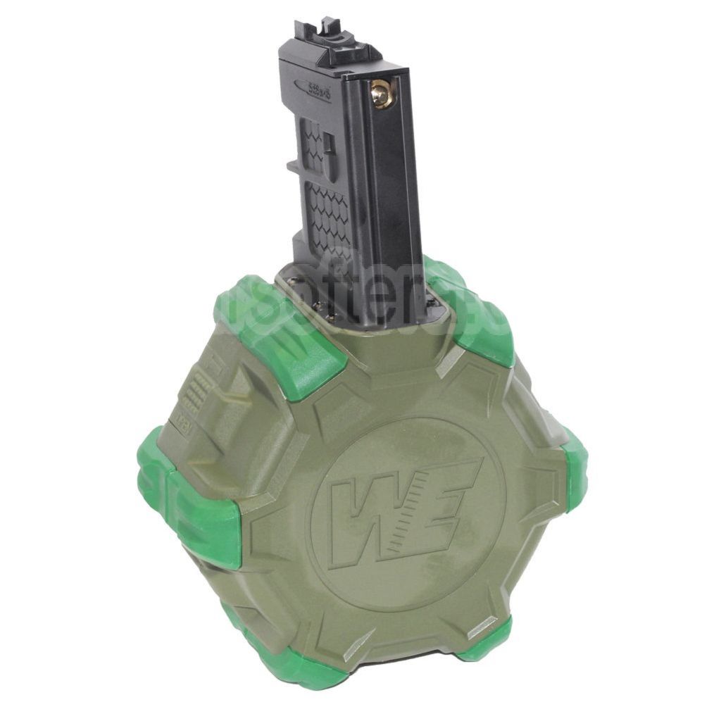 WE (WE-TECH) 350 Billes Gaz Chargeur Tambour Convient pour WE (WE-TECH) Open Bolt Type L85 / SCAR-L / R5C / T65 / HK416 / AR M4 M16 GBB Fusil Airsoft