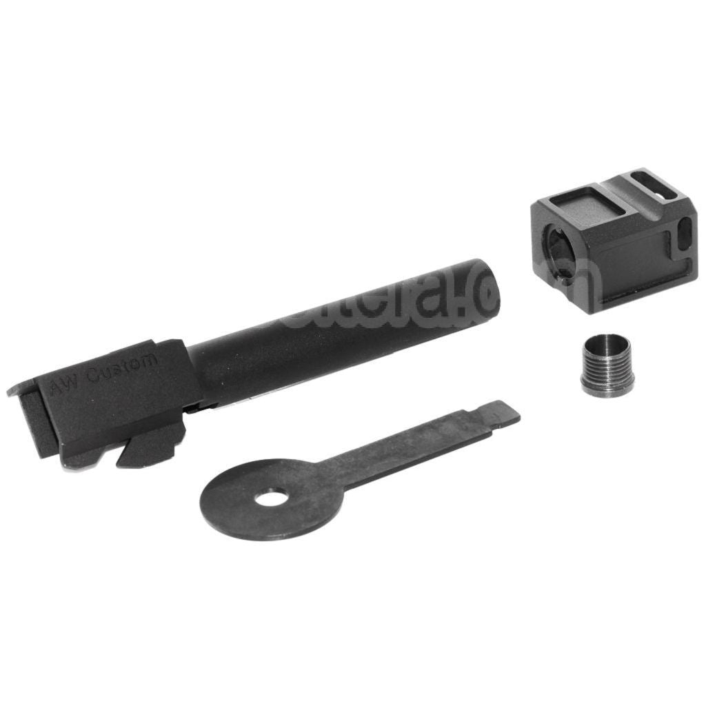 Armorer Works AW VX Canon Extérieur Kit avec Compensateur MOD-1 Convient pour AW VX7 Série / EMG SAI BLU Standard / ISSC M22 / Lonewolf / Tokyo Marui / WE G17 G18C GBB Pistolet Airsoft