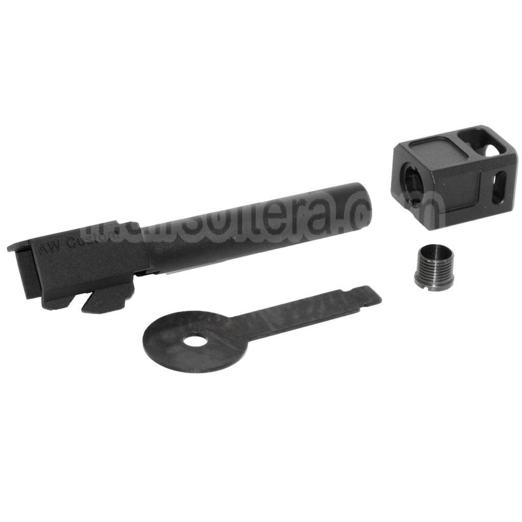 Armorer Works AW VX Canon Extérieur Kit avec Compensateur MOD-2 Convient pour AW VX7 Série / EMG SAI BLU Standard / ISSC M22 / Lonewolf / Tokyo Marui / WE G17 G18C GBB Pistolet Airsoft