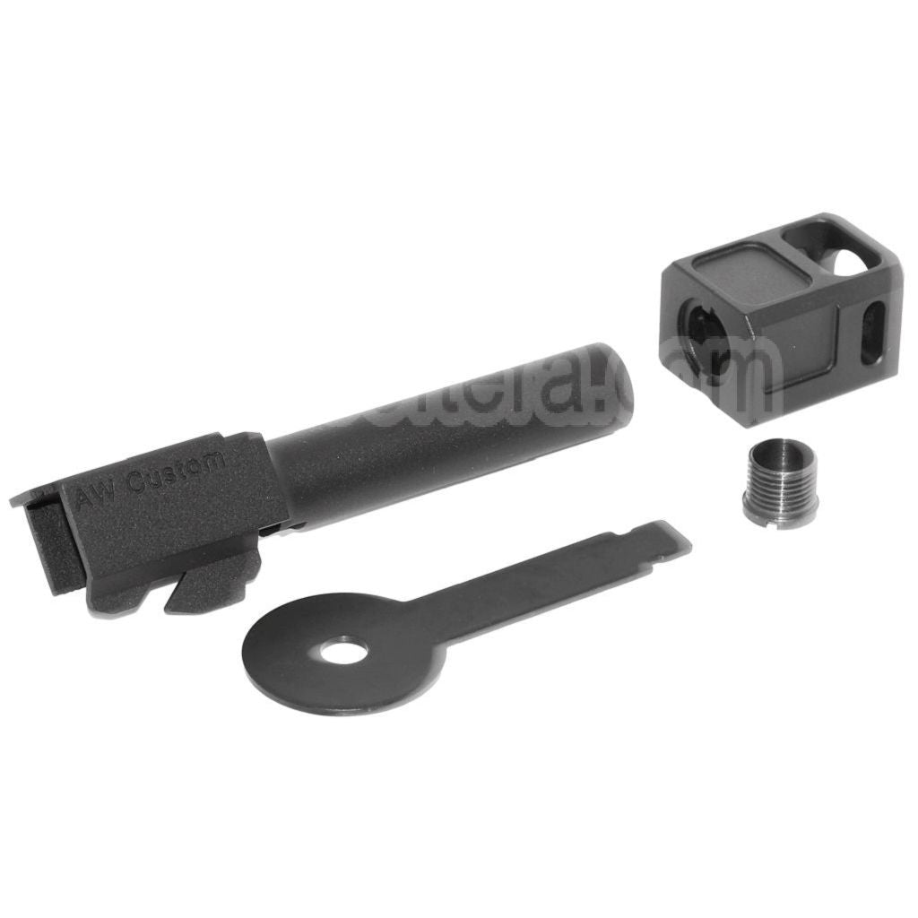 Armorer Works AW VX Canon Extérieur Kit avec Compensateur MOD-2 Convient pour AW VX9 Série / EMG SAI BLU COMPACT / Tokyo Marui / WE G19 GBB Pistolet Airsoft