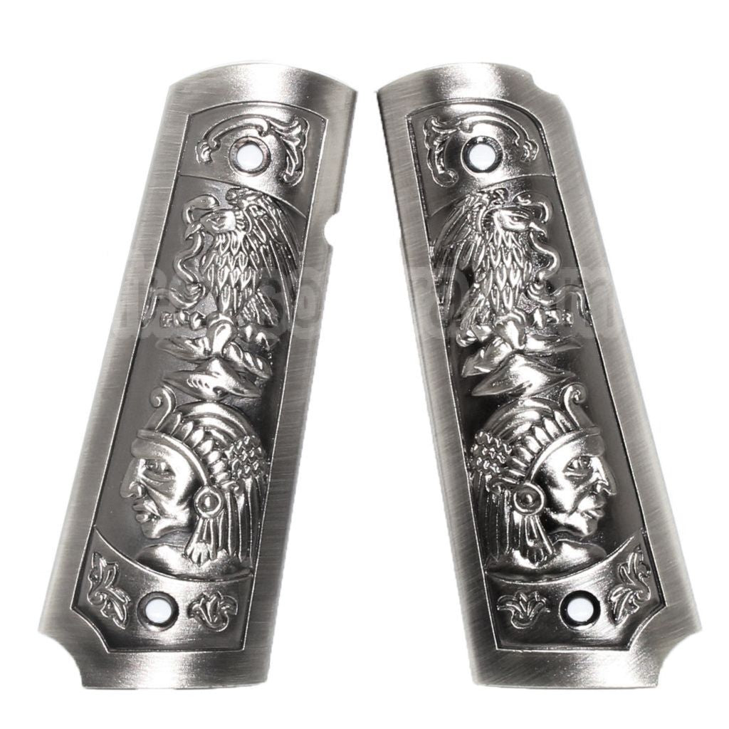 WE (WE-TECH) Sculpté Plastique Poignée Couvre Convient pour DOUBLE BELL ARMY AW WE KJ ​​Tokyo Marui M1911 MEU Série 70 M45A1 WARRIOR GBB Pistolet Airsoft Gris Argenté