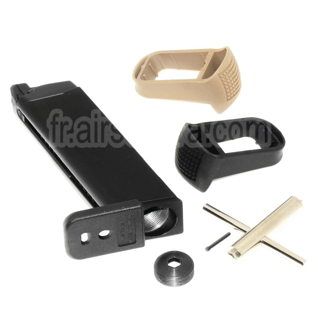 WE (WE-TECH) 25 Billes Co2 Chargeur Valve Key Poignée Extension Set Convient pour G17 G18C G34 G35 G-Série GBB Pistolet Airsoft Noir