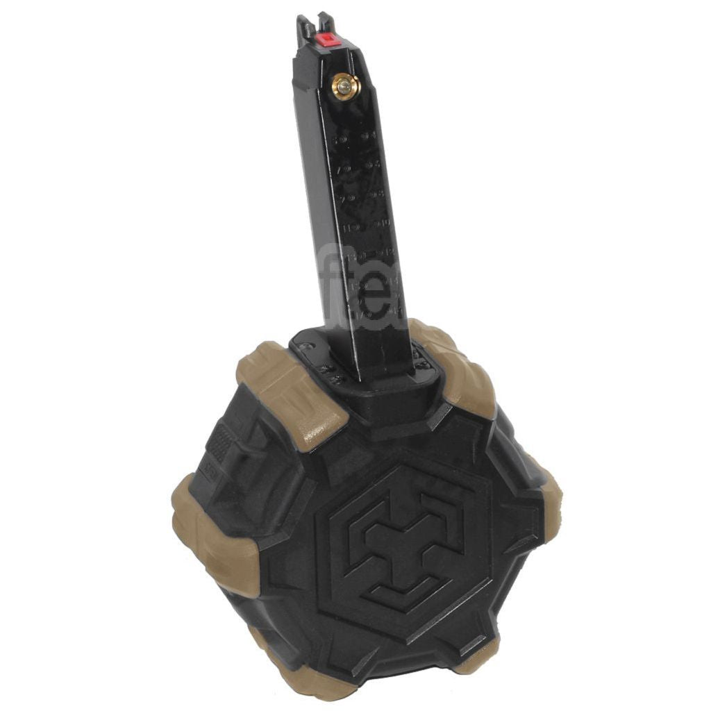 Armorer Works AW Custom 350 Billes Gaz Chargeur adaptatif Tambour Convient pour G17 G18C G-Série GBB Pistolet Airsoft