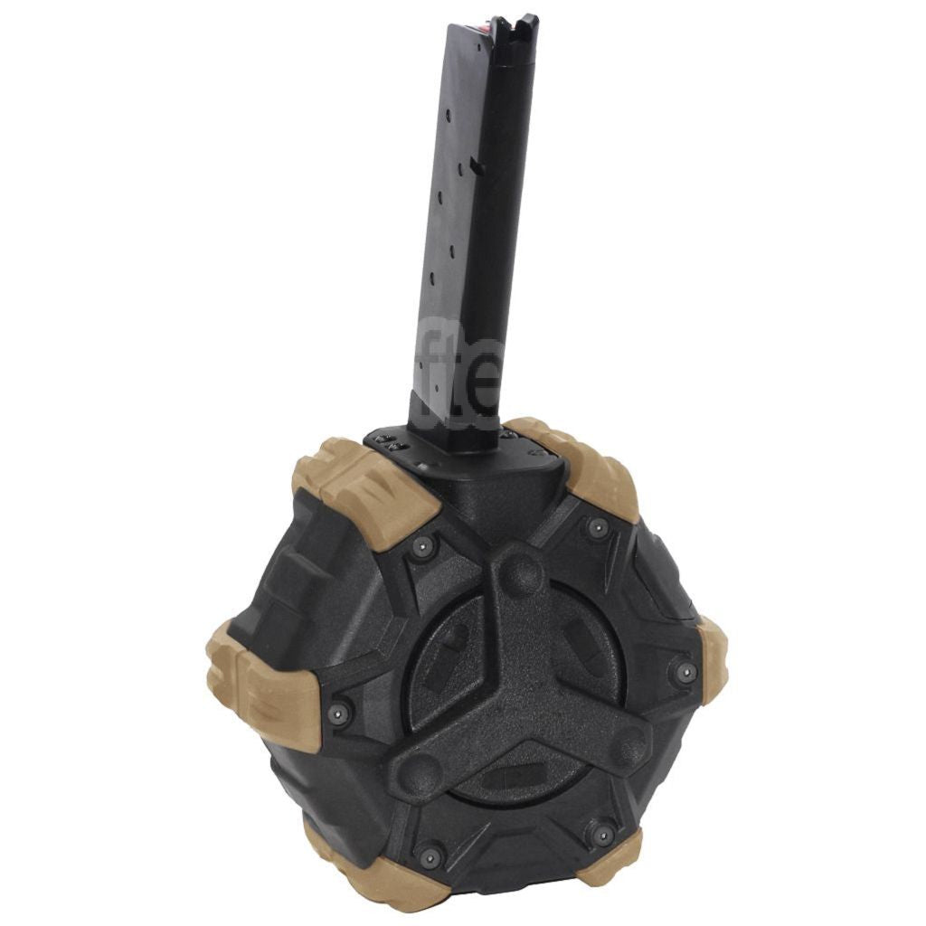 Armorer Works AW Custom 350 Billes Gaz Adaptive Chargeur Tambour Convient pour EMG SAI Red / AW NE Série / WE (WE-TECH) Single Stack 1911 GBB Pistolet Airsoft