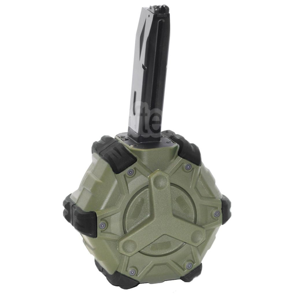WE (WE-TECH) 350 Billes Gaz Chargeur Tambour Convient pour AW MB Série / KJW / WE / Tokyo Marui M9 M92 GBB Pistolet Airsoft