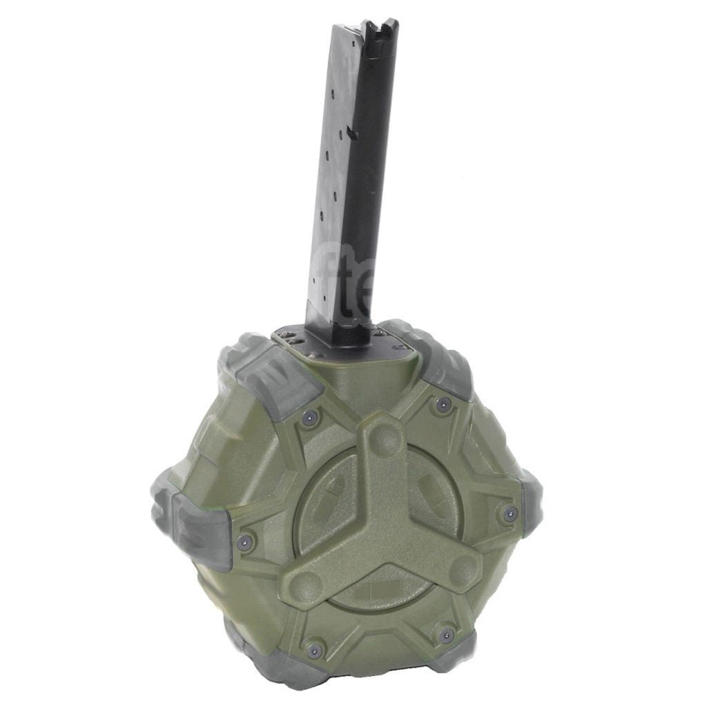 WE (WE-TECH) 350 Billes Gaz Chargeur Tambour Convient pour EMG SAI Red / AW NE Série / WE Single Stack 1911 GBB Pistolet Airsoft