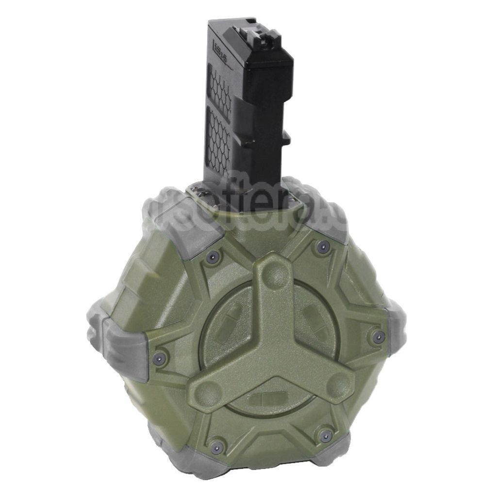WE (WE-TECH) 350 Billes Gaz Chargeur Tambour Convient pour WE (WE-TECH) Open Bolt Type L85 / SCAR-L / R5C / T65 / HK416 / AR M4 M16 GBB Fusil Airsoft