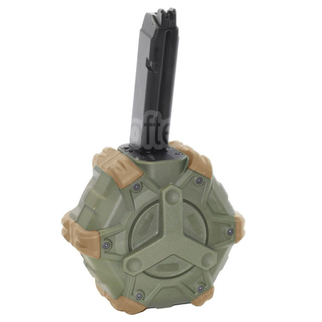 WE (WE-TECH) 350 Billes Gaz Chargeur Tambour Convient pour G17 G18C G-Série GBB Pistolet Airsoft