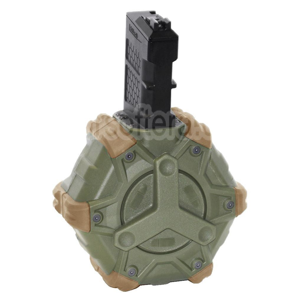 WE (WE-TECH) 350 Billes Gaz Chargeur Tambour Convient pour WE (WE-TECH) Open Bolt Type L85 / SCAR-L / R5C / T65 / HK416 / AR M4 M16 GBB Fusil Airsoft