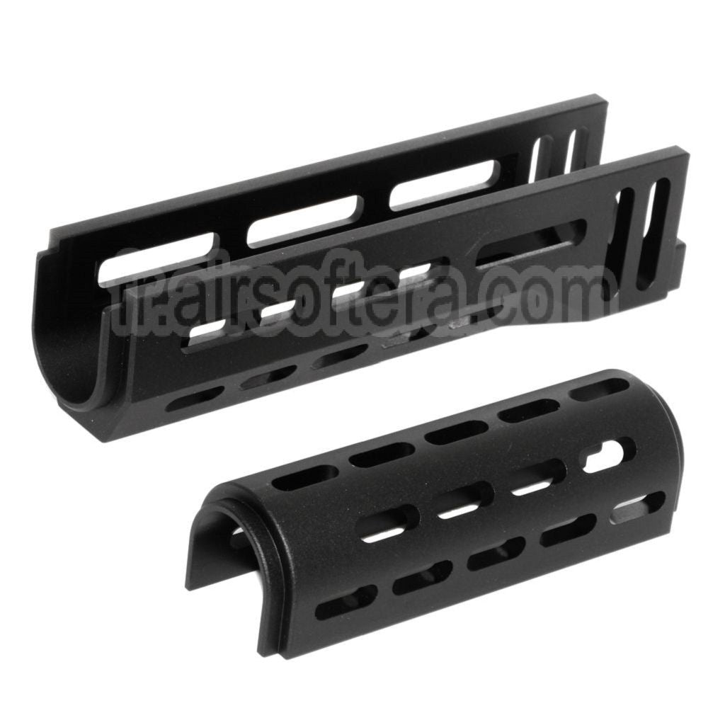 CYMA 155mm CNC Aluminium Haut Bas M-LOK Garde-Main Type-A Convient pour E&amp;L CYMA Tokyo Marui AK47 Série AEG Fusil Airsoft Noir