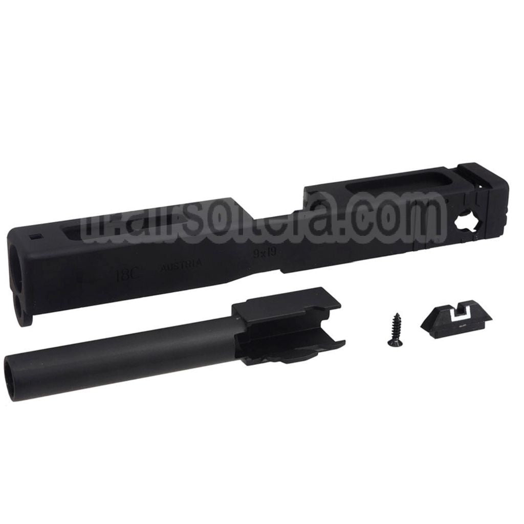 E&amp;C Métal Glissière Canon Set avec Hausse Convient pour E&amp;C G18C GBB Pistolet Airsoft Noir