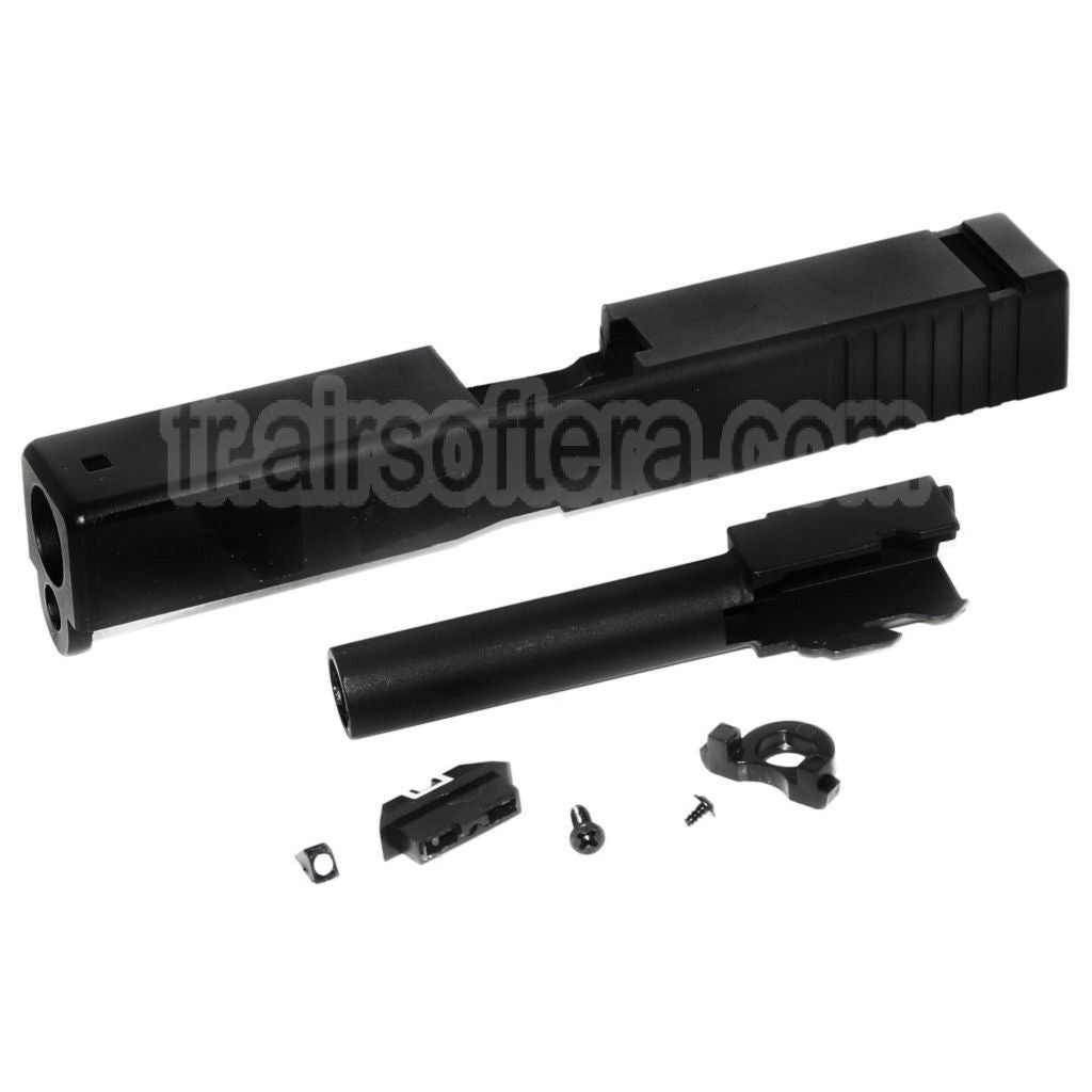 E&amp;C Aluminium Canon Glissière Set Convient pour E&amp;C Tokyo Marui G19 Série GBB Pistolet Airsoft Noir