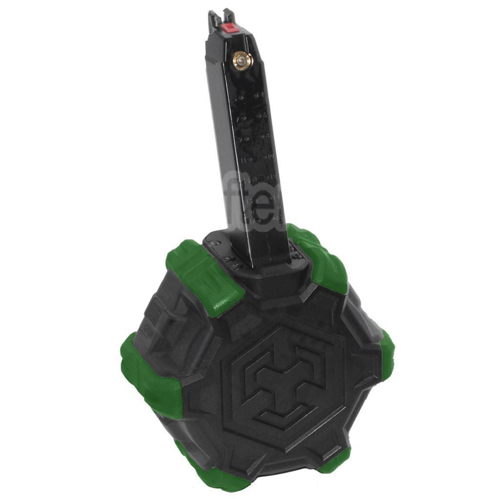 Armorer Works AW Custom 350 Billes Gaz Chargeur adaptatif Tambour Convient pour G17 G18C G-Série GBB Pistolet Airsoft
