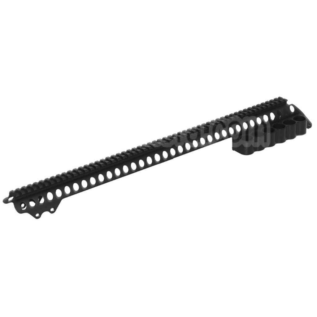 CYMA 537mm Aluminum Top Rail System avec 6-Cartouche Collecteur Sac Convient pour CYMA Tokyo Marui M870 Série Shotgun Airsoft Noir