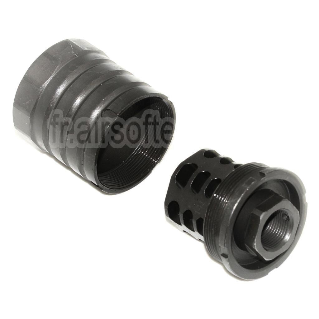 5KU 48mm 360 X37 Frein de Bouche Cache-Flamme avec Blast Shield Convient pour -14mm CCW sens antihoraire Canon Fusil Airsoft Noir