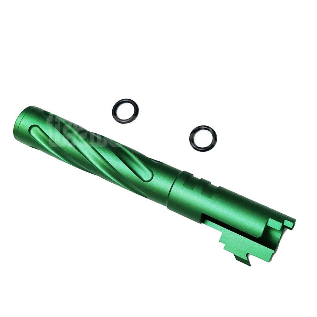 5KU 5 Pouces 123/127mm CNC Aluminium Tornade Style Spirale Canon Extérieur +11mm CW Convient pour Armorer Works AW WE-TECH Tokyo Marui Hi-Capa 5.1 GBB Pistolet Airsoft